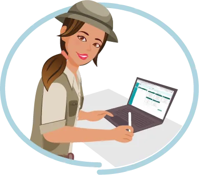 Teacher using Lee Lee Bundle on her laptop